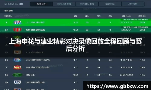 上海申花与建业精彩对决录像回放全程回顾与赛后分析