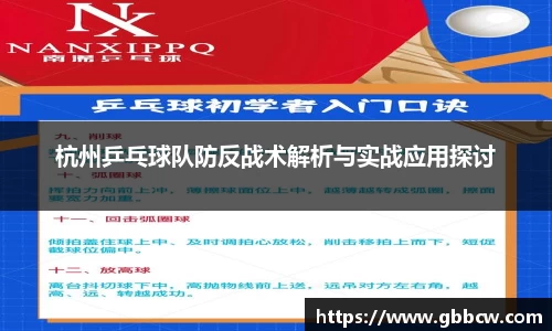 杭州乒乓球队防反战术解析与实战应用探讨